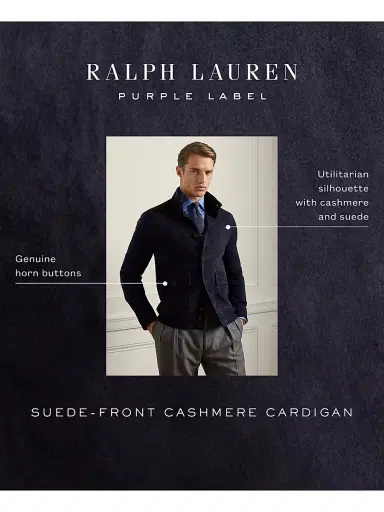 Ralph Lauren Purple Label Men's Suede & Cashmere Jacket - Classic Chairman Navy | Thumbnail 3 Ralph Lauren Purple Label Men's Suede & Cashmere Jacket - Classic Chairman Navy | Thumbnail 3