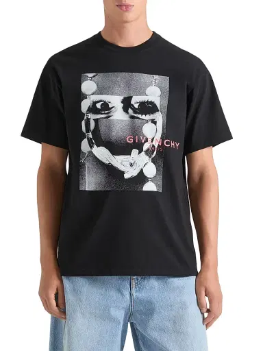 Givenchy Men's T-Shirt in Cotton with Surrealism Print - Black | Thumbnail 3 Givenchy Men's T-Shirt in Cotton with Surrealism Print - Black | Thumbnail 3