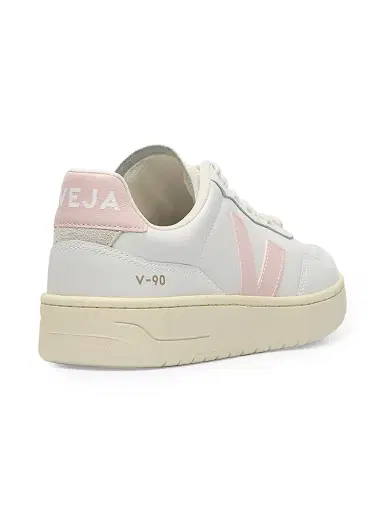 Veja Women's V-90 Leather Low-Top Sneakers - White Pink - Size 9 | Thumbnail 3 Veja Women's V-90 Leather Low-Top Sneakers - White Pink - Size 9 | Thumbnail 3