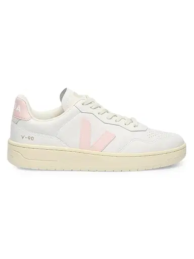 Veja Women's V-90 Leather Low-Top Sneakers - White Pink - Size 9 | Thumbnail 1 Veja Women's V-90 Leather Low-Top Sneakers - White Pink - Size 9 | Thumbnail 1
