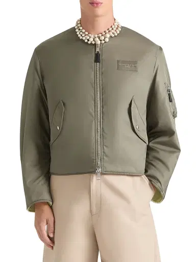 Givenchy Men's Couture Seam Bomber Jacket in Nylon with Patch - Salvia - Size 46 | Thumbnail 3 Givenchy Men's Couture Seam Bomber Jacket in Nylon with Patch - Salvia - Size 46 | Thumbnail 3