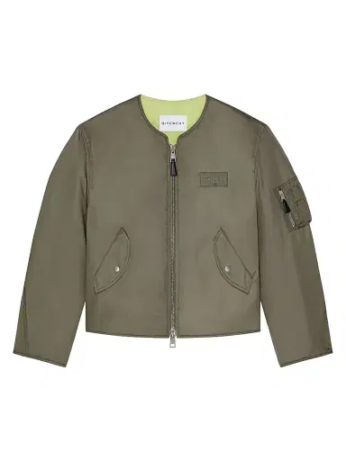 Givenchy Men's Couture Seam Bomber Jacket in Nylon with Patch - Salvia - Size 46 | Thumbnail 1 Givenchy Men's Couture Seam Bomber Jacket in Nylon with Patch - Salvia - Size 46 | Thumbnail 1