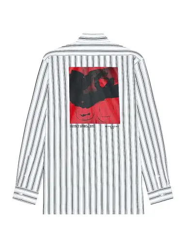 Givenchy Men's Striped Shirt in Poplin with Surrealism Print - White Black | Thumbnail 2 Givenchy Men's Striped Shirt in Poplin with Surrealism Print - White Black | Thumbnail 2