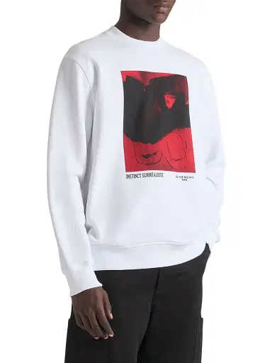 Givenchy Men's Sweatshirt in Fleece with Surrealism Print - White | Thumbnail 3 Givenchy Men's Sweatshirt in Fleece with Surrealism Print - White | Thumbnail 3