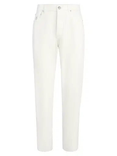 Brunello Cucinelli Men's Garment Dyed Iconic Fit Five Pocket Jeans in Denim - Snow | Thumbnail 1 Brunello Cucinelli Men's Garment Dyed Iconic Fit Five Pocket Jeans in Denim - Snow | Thumbnail 1