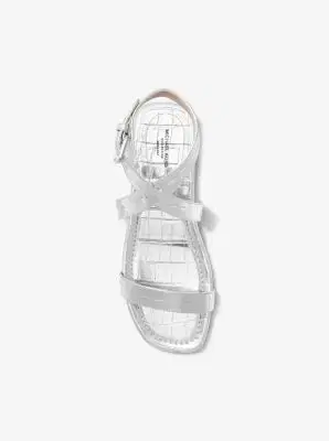 Michael Kors Collection Bridgette Metallic Crocodile Embossed Leather Sandal | Thumbnail 4 Michael Kors Collection Bridgette Metallic Crocodile Embossed Leather Sandal | Thumbnail 4