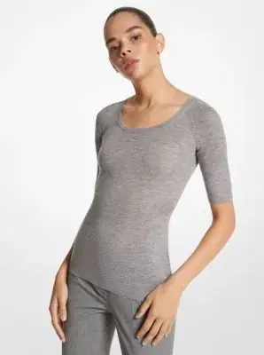 Michael Kors Collection Cashmere Three-Quarter Sleeve Sweater | Thumbnail 3 Michael Kors Collection Cashmere Three-Quarter Sleeve Sweater | Thumbnail 3