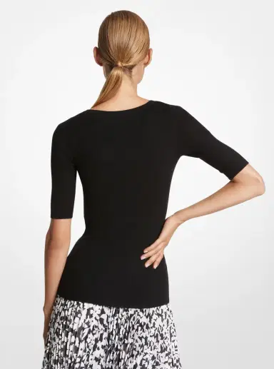 Michael Kors Collection Cashmere Three-Quarter Sleeve Sweater | Thumbnail 8 Michael Kors Collection Cashmere Three-Quarter Sleeve Sweater | Thumbnail 8