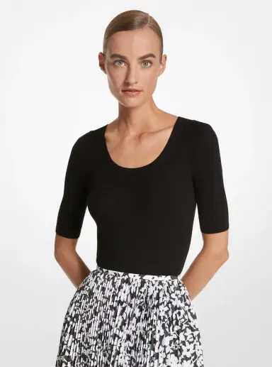 Michael Kors Collection Cashmere Three-Quarter Sleeve Sweater | Thumbnail 9 Michael Kors Collection Cashmere Three-Quarter Sleeve Sweater | Thumbnail 9