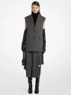 Michael Kors Collection Covert Twill Wool Sleeveless Blazer | Thumbnail 2 Michael Kors Collection Covert Twill Wool Sleeveless Blazer | Thumbnail 2