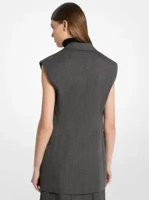 Michael Kors Collection Covert Twill Wool Sleeveless Blazer | Thumbnail 3 Michael Kors Collection Covert Twill Wool Sleeveless Blazer | Thumbnail 3