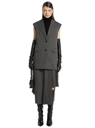 Michael Kors Collection Covert Twill Wool Sleeveless Blazer | Thumbnail 1 Michael Kors Collection Covert Twill Wool Sleeveless Blazer | Thumbnail 1