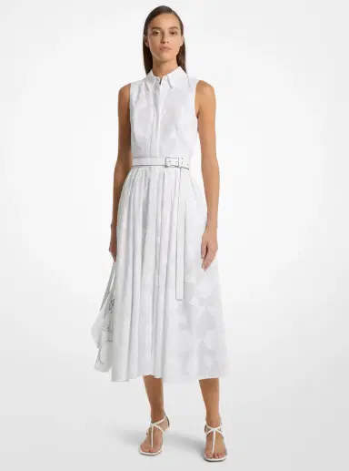Michael Kors Collection Floral Fil Coupé Cotton Sleeveless Shirtdress | Thumbnail 6 Michael Kors Collection Floral Fil Coupé Cotton Sleeveless Shirtdress | Thumbnail 6