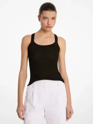 Michael Kors Collection Ribbed Superfine Linen and Cotton Blend Tank Top | Thumbnail 2 Michael Kors Collection Ribbed Superfine Linen and Cotton Blend Tank Top | Thumbnail 2