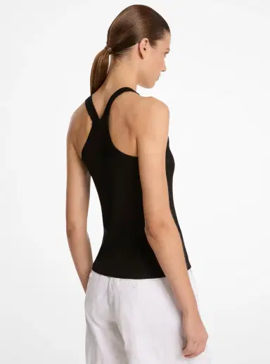 Michael Kors Collection Ribbed Superfine Linen and Cotton Blend Tank Top | Thumbnail 5 Michael Kors Collection Ribbed Superfine Linen and Cotton Blend Tank Top | Thumbnail 5
