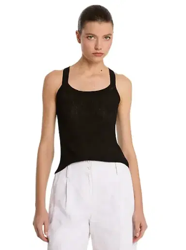 Michael Kors Collection Ribbed Superfine Linen and Cotton Blend Tank Top | Thumbnail 1 Michael Kors Collection Ribbed Superfine Linen and Cotton Blend Tank Top | Thumbnail 1