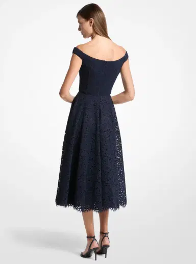 Michael Kors Collection Corded Floral Lace Portrait-Neck Dress | Thumbnail 5 Michael Kors Collection Corded Floral Lace Portrait-Neck Dress | Thumbnail 5