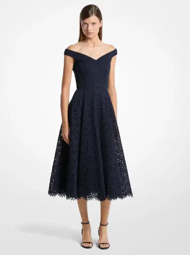 Michael Kors Collection Corded Floral Lace Portrait-Neck Dress | Thumbnail 6 Michael Kors Collection Corded Floral Lace Portrait-Neck Dress | Thumbnail 6