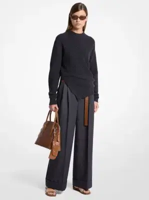 Michael Kors Collection Ribbed Cashmere Bias Hem Sweater | Thumbnail 3 Michael Kors Collection Ribbed Cashmere Bias Hem Sweater | Thumbnail 3