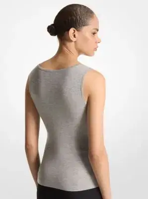 Michael Kors Collection Bette Cashmere Scoopneck Tank in Grey | Thumbnail 2 Michael Kors Collection Bette Cashmere Scoopneck Tank in Grey | Thumbnail 2