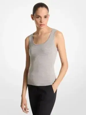 Michael Kors Collection Bette Cashmere Scoopneck Tank in Grey | Thumbnail 3 Michael Kors Collection Bette Cashmere Scoopneck Tank in Grey | Thumbnail 3