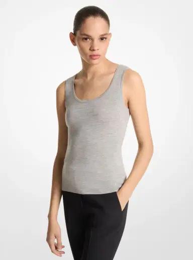 Michael Kors Collection Bette Cashmere Scoopneck Tank in Grey | Thumbnail 4 Michael Kors Collection Bette Cashmere Scoopneck Tank in Grey | Thumbnail 4