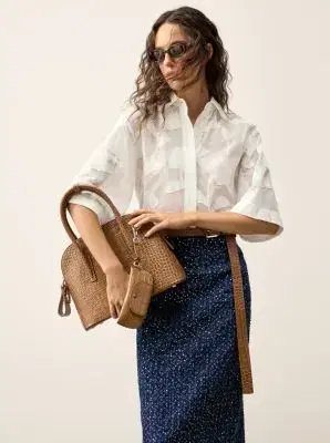 Michael Kors Collection Kaitlin Medium Crocodile Embossed Leather Satchel | Thumbnail 2 Michael Kors Collection Kaitlin Medium Crocodile Embossed Leather Satchel | Thumbnail 2