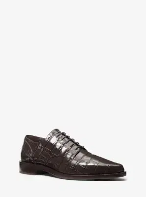 Michael Kors Collection Annette Crocodile Embossed Patent Leather Oxford in Brown | Thumbnail 4 Michael Kors Collection Annette Crocodile Embossed Patent Leather Oxford in Brown | Thumbnail 4