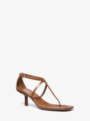 Michael Kors Collection Anna Crocodile Embossed Leather Sandal | Thumbnail 4 Michael Kors Collection Anna Crocodile Embossed Leather Sandal | Thumbnail 4