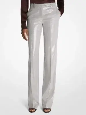 Michael Kors Collection Carolyn Embroidered Sequin Dogtooth Stretch Wool Trousers | Thumbnail 2 Michael Kors Collection Carolyn Embroidered Sequin Dogtooth Stretch Wool Trousers | Thumbnail 2