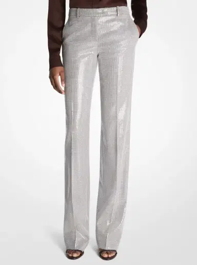 Michael Kors Collection Carolyn Embroidered Sequin Dogtooth Stretch Wool Trousers | Thumbnail 5 Michael Kors Collection Carolyn Embroidered Sequin Dogtooth Stretch Wool Trousers | Thumbnail 5