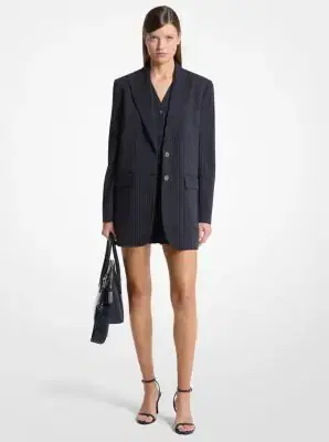 Michael Kors Collection Pinstripe Wool Blend Boyfriend Blazer | Thumbnail 3 Michael Kors Collection Pinstripe Wool Blend Boyfriend Blazer | Thumbnail 3