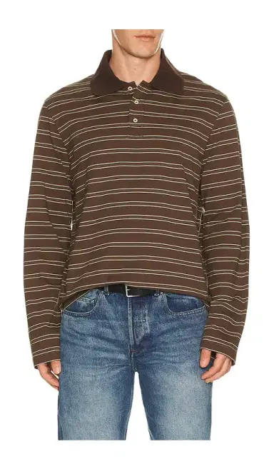 A.P.C. Long Sleeve Stripe Polo | Thumbnail 1 A.P.C. Long Sleeve Stripe Polo | Thumbnail 1