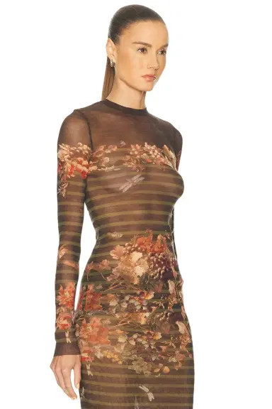 Jean Paul Gaultier Mesh Printed Marinière Grape Long Sleeve Tee | Thumbnail 2 Jean Paul Gaultier Mesh Printed Marinière Grape Long Sleeve Tee | Thumbnail 2