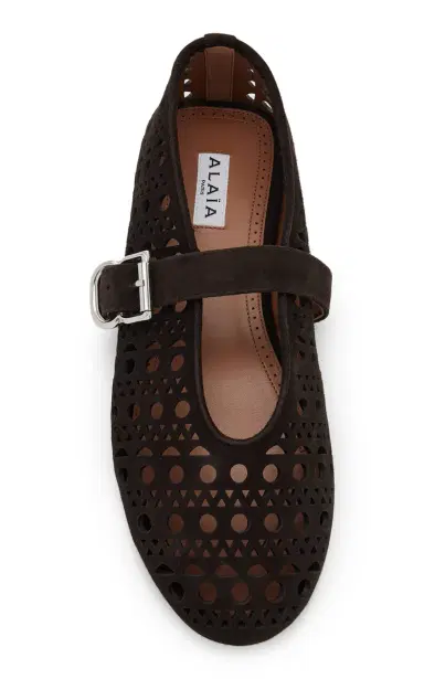 Alaïa Perforated Suede Mary Jane Flats | Thumbnail 3 Alaïa Perforated Suede Mary Jane Flats | Thumbnail 3