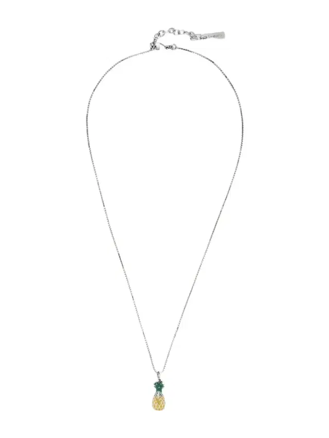Pineapple Silver-tone And Enamel Necklace Pineapple Silver-tone And Enamel Necklace