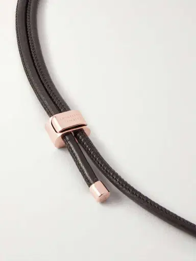 Brunello Cucinelli Leather And Rose Gold-tone Necklace | Thumbnail 3 Brunello Cucinelli Leather And Rose Gold-tone Necklace | Thumbnail 3