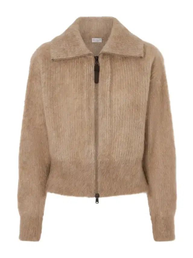 Ribbed Brushed-knit Zip-up Cardigan Ribbed Brushed-knit Zip-up Cardigan