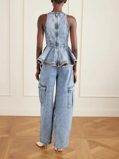 Alaïa Denim Peplum Top | Thumbnail 3 Alaïa Denim Peplum Top | Thumbnail 3