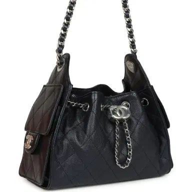 Chanel Chanel Mini 25 Hobo Bag Dark Blue Metallic Caviar Silver Hardware | Thumbnail 2 Chanel Chanel Mini 25 Hobo Bag Dark Blue Metallic Caviar Silver Hardware | Thumbnail 2