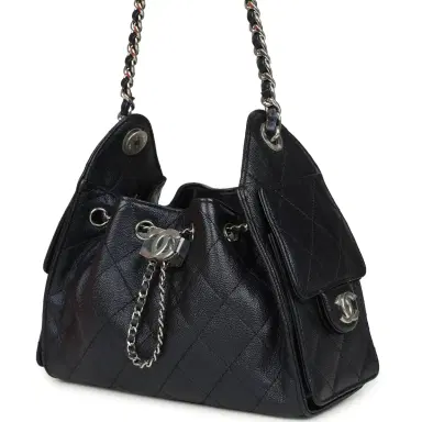 Chanel Chanel Mini 25 Hobo Bag Dark Blue Metallic Caviar Silver Hardware | Thumbnail 3 Chanel Chanel Mini 25 Hobo Bag Dark Blue Metallic Caviar Silver Hardware | Thumbnail 3
