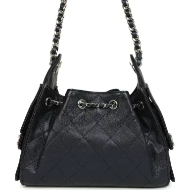Chanel Chanel Mini 25 Hobo Bag Dark Blue Metallic Caviar Silver Hardware | Thumbnail 5 Chanel Chanel Mini 25 Hobo Bag Dark Blue Metallic Caviar Silver Hardware | Thumbnail 5