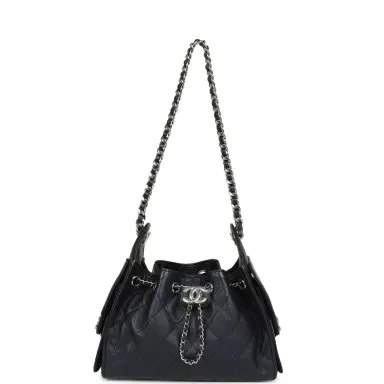 Chanel Chanel Mini 25 Hobo Bag Dark Blue Metallic Caviar Silver Hardware | Thumbnail 6 Chanel Chanel Mini 25 Hobo Bag Dark Blue Metallic Caviar Silver Hardware | Thumbnail 6