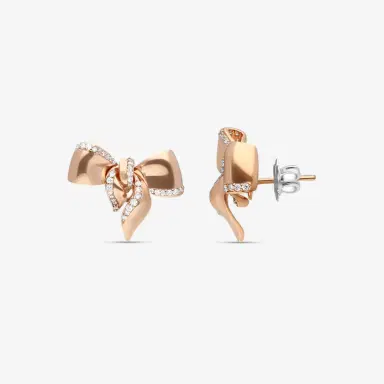 Damiani Damiani 18K Rose Gold Diamond Bow Stud Earrings by The Solist | Thumbnail 2 Damiani Damiani 18K Rose Gold Diamond Bow Stud Earrings by The Solist | Thumbnail 2