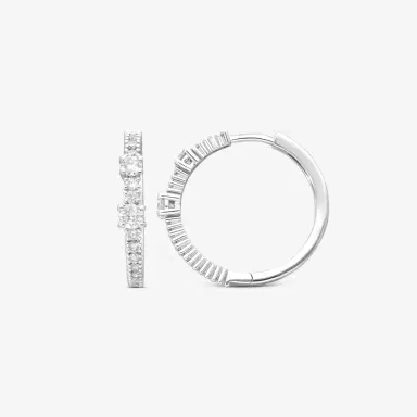 Damiani Damiani 18K Whıte Gold Diamond Hoop Earrings by The Solist | Thumbnail 3 Damiani Damiani 18K Whıte Gold Diamond Hoop Earrings by The Solist | Thumbnail 3
