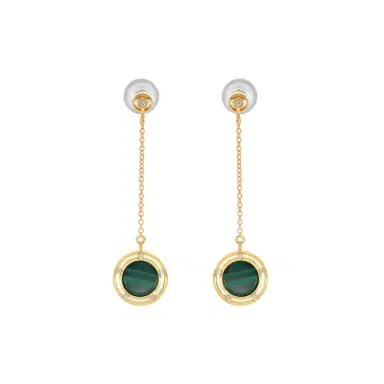 Damiani Damiani D. Side 18K Yellow Gold Diamond & Malachite Drop Earrings by The Solist | Thumbnail 1 Damiani Damiani D. Side 18K Yellow Gold Diamond & Malachite Drop Earrings by The Solist | Thumbnail 1