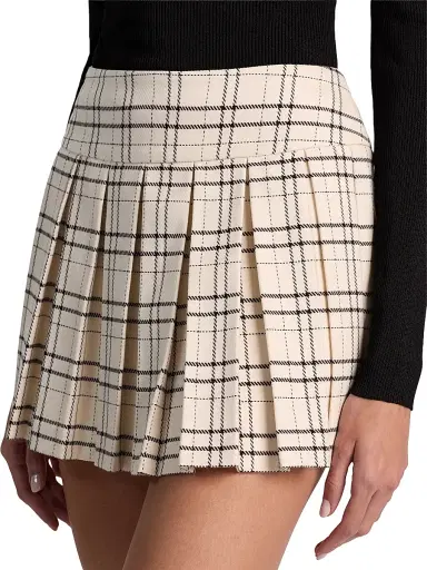 ALICE + OLIVIA Women's Emilie Check Pleated Skort - Cool Girl Plaid | Thumbnail 6 ALICE + OLIVIA Women's Emilie Check Pleated Skort - Cool Girl Plaid | Thumbnail 6