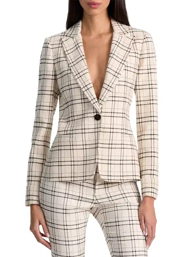 ALICE + OLIVIA Women's Ryder Checked Notch Lapel Blazer - Cool Girl Plaid | Thumbnail 3 ALICE + OLIVIA Women's Ryder Checked Notch Lapel Blazer - Cool Girl Plaid | Thumbnail 3