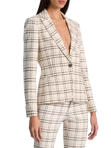 ALICE + OLIVIA Women's Ryder Checked Notch Lapel Blazer - Cool Girl Plaid | Thumbnail 4 ALICE + OLIVIA Women's Ryder Checked Notch Lapel Blazer - Cool Girl Plaid | Thumbnail 4