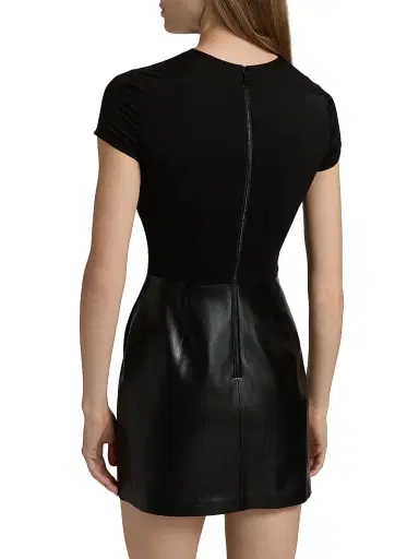 ALICE + OLIVIA Women's Sabine Mixed-Media Short-Sleeve Minidress - Black | Thumbnail 5 ALICE + OLIVIA Women's Sabine Mixed-Media Short-Sleeve Minidress - Black | Thumbnail 5
